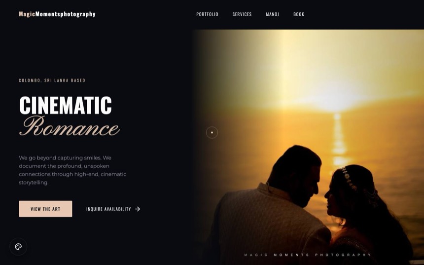The Magic Moments Photography website we built